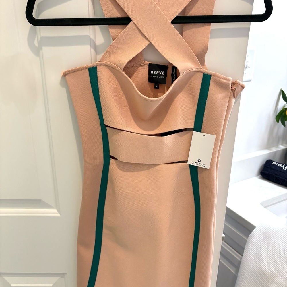 Herve Leger Peach Bandage Dress Size Small